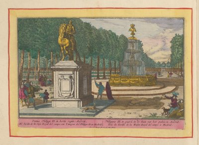 Rytterstatue af Philip II i Paladshaven i Madrid Filip II til hest, i paladsets have i Madrid (titel på objektet) Theatrum Hispaniae (...) (serietitel) af Pieter van den Berge