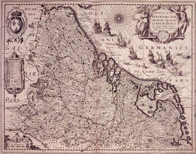 Kort over provinsen De Forenede Holland (gravering) af Pieter van den Keere