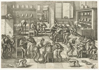 Frisør- og kirurgerbutik Abespil (serietitel) af Pieter van der Borcht (I)