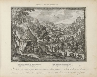 Dronkenschap van Noach Forrådt medfødt tilbøjelighed (titel på objekt) De hellige emblemer og begge testamenters hovedhistorier (Oude Testamente) (serietitel) Billeder og figurer af bøger (serietitel) af Pieter van der Borcht (I)