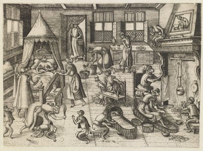 børneværelse Abespil (serietitel) af Pieter van der Borcht (I)