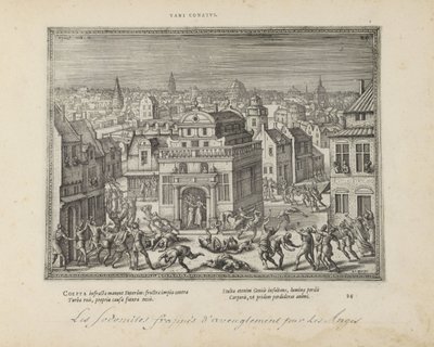 Mannen van Sodom met blindheid slagen (titel på objekt) De hellige emblemer og begge testamenters hovedhistorier (Oude Testamente) (serietitel) Billeder og figurer af bøger (serietitel) af Pieter van der Borcht (I)