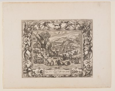 December, fra De tolv måneder af Pieter van der Borcht