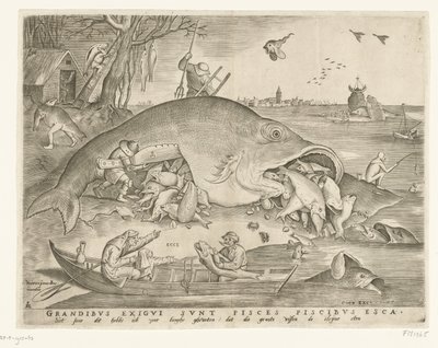 Big Fish Swallow Small Fish De store fisk spiser de små af Pieter van der Heyden