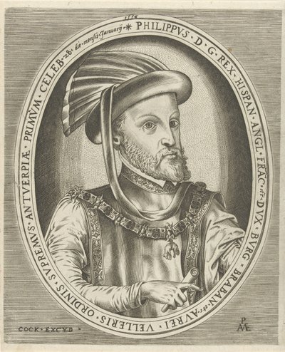 Portræt af Filip II, konge af Spanien Portrætter af linealer (serietitel) af Pieter van der Heyden