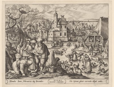 Vinter Hyems (titel på objekt) De fire årstider (serietitel) af Pieter van der Heyden
