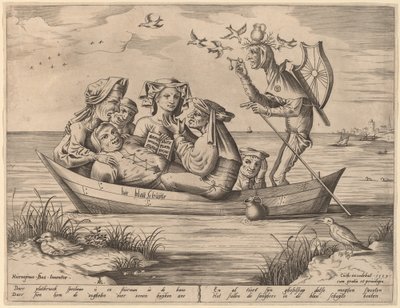 Die Blau Schuyte (Nårernes skib) af Pieter van der Heyden after Hieronymus Bosch