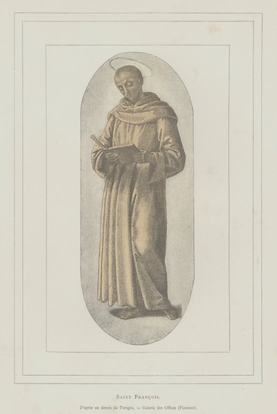 Sankt Frans af Assisi (litho) af Pietro (after) Perugino
