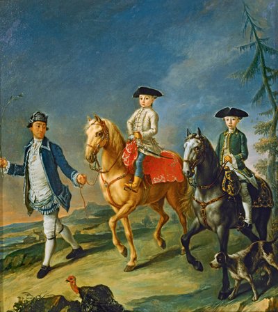 Ridning på hesteryg ... (maleri på lærred) af Pietro (circle of) Longhi