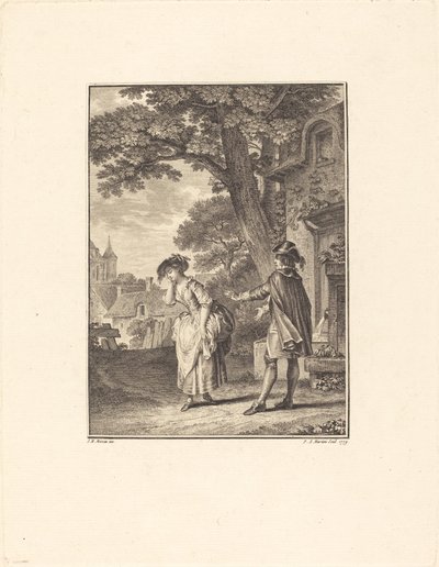 The Diviner of the Village (Colette Weeping) af Pietro Antonio Martini after Jean Michel Moreau