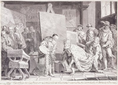 Kejser Karl V henter Tizians pensel, af Pietro Antonio Novelli