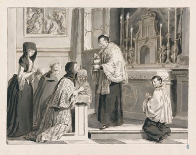 Den hellige nadver eller eukaristien fra De syv sakramenter af Pietro Antonio Novelli