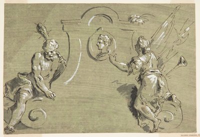 Projekt for en del af en malet dekoration af Pietro Antonio Novelli