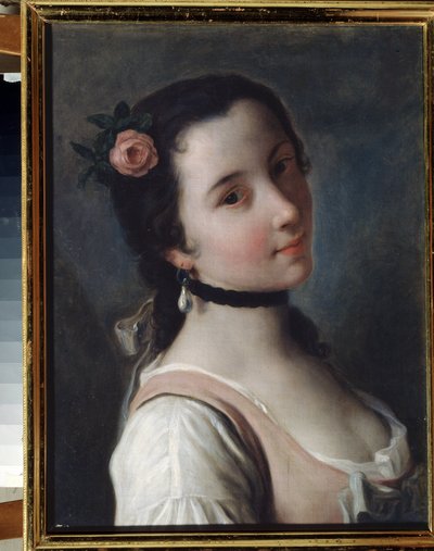 En pige med en rose af Pietro Antonio Rotari