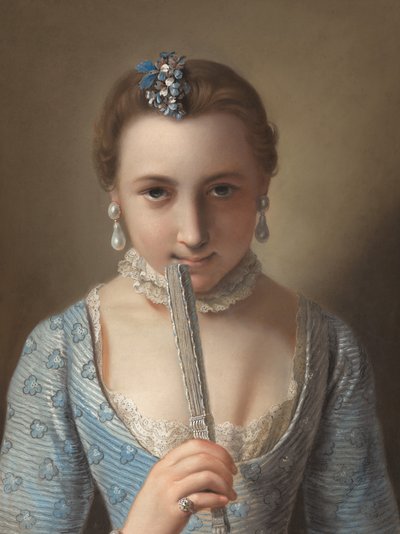 Ung kvinde med vifte af Pietro Antonio Rotari
