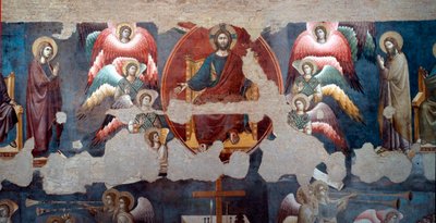 Den sidste dom Den trunkende Kristus omgiver engle. Detalje. Fresco af Pietro de Cerroni dit Cavallini (aktiv omkring 1273-1321) 1293 Rom, Santa Cecilia in Trastevere af Pietro Cavallini