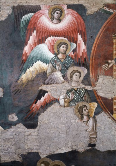 Den sidste dom, detalje af engle - Fresco af Pietro Cavallini