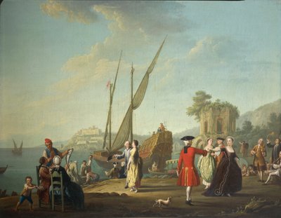 Menuet ved Baia, i dag brøkdel af Bacoli (Napoli), i området Campi Flegrei, af Pietro Fabris af Pietro Fabris