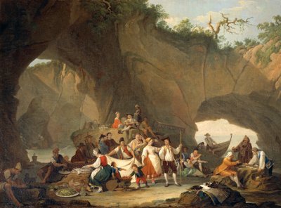 Almindelige mennesker spiser frokost foran grotten af Pietro Fabris af Pietro Fabris