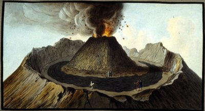 Den udbrudte vesuv. Denne gouache blev udført af Pierre Fabris, efter anmodning fra Sir William Hamilton, engelsk ambassadør i Napoli.Bibl. Braidense, Milano. af Pietro Fabris