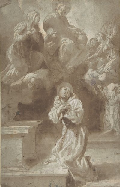 Kristus og jomfruen viser sig for den hellige Frans, 1562-1602. af Pietro Faccini