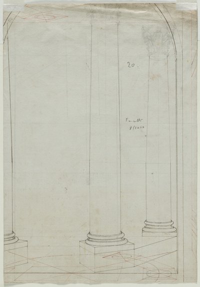 Arkitektonisk tegning af søjler (verso) af Pietro Fancelli