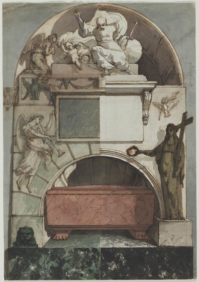 Design til en fresko af en kunstners grav i Certosa i Bologna (recto) af Pietro Fancelli