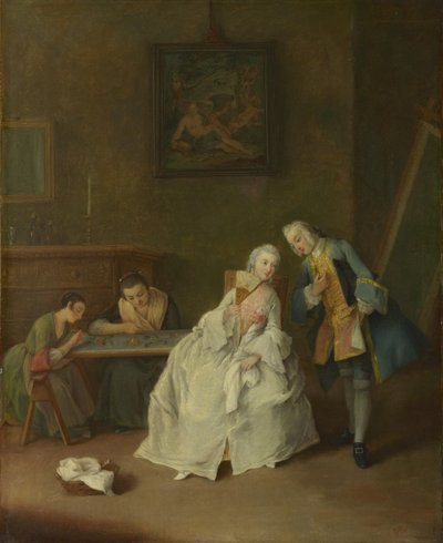 En dame, der modtager en kavaler, 1747-1755 af Pietro Longhi