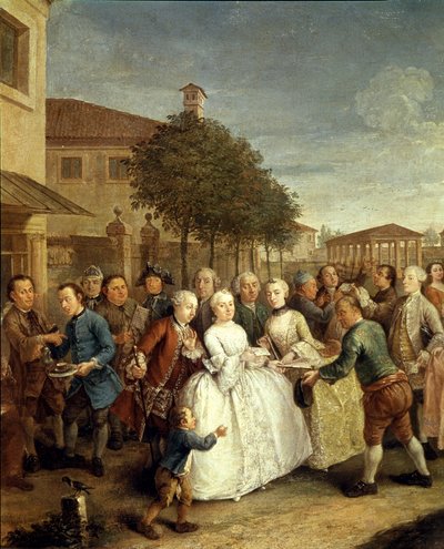 A Party at Villa Widmann, ca. 1750 (olie på lærred) af Pietro Longhi