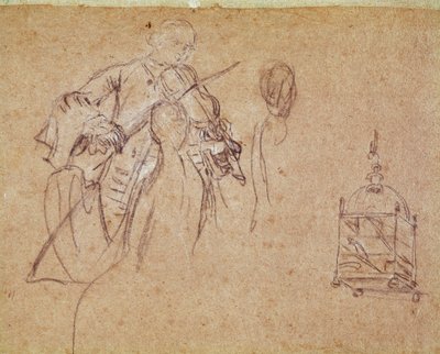 En violinist (violinist) Tegning af Pietro Longhi (1702-1785) Venedig, Musee Correr af Pietro Longhi