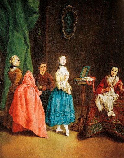 Dame hos kjolemager, af Pietro Longhi (1701-1785) af Pietro Longhi