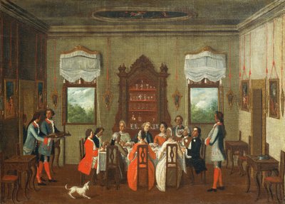 Frokost i villaen fra Pietro Longhi-skolen af Pietro Longhi