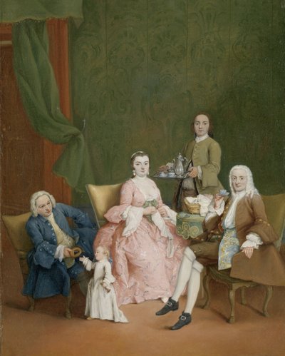 Portræt af en venetiansk familie med en tjener, der serverer kaffe Portræt af en venetiansk familie med en tjener, der serverer kaffe af Pietro Longhi