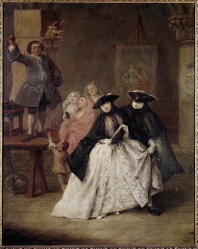 Charlatanen (Il ciarlatano) - Maleri af Pietro Longhi (1702-1785), olie på lærred, 62x50 cm af Pietro Longhi