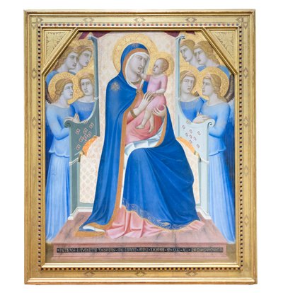 Madonna og Child troner med otte engle af Pietro Lorenzetti