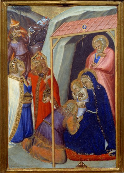 Tilbedelsen af ​​Detrempe Magi på træ af Pietro Lorenzetti (1280-1348) af Pietro Lorenzetti