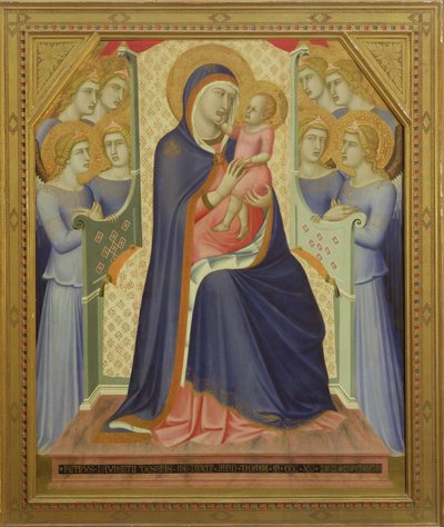 Jomfru og barn med engle på tronen, 1340 (tempera på panel) af Pietro Lorenzetti
