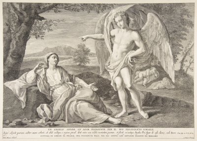 En engel viser sig for Hagar, 1727-72. af Pietro Monaco