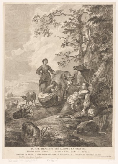 Israelitiske kvinder passer hjorden Donne Israelite che pascono la greggia (titel på objekt) Nye og Gamle Testamente (serietitel) af Pietro Monaco
