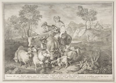 Jakob passede Labans flok Jakob, fodrede Labans flok, 1743-63. af Pietro Monaco