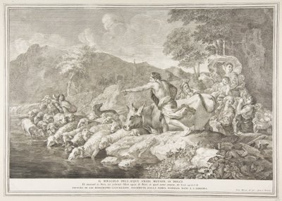 Miraklet med det bitre vand fik søde Il Miracolo delle Acque Bare Mutate i Dol ..., 1743-63. af Pietro Monaco
