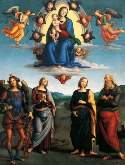 Madonna in Glory, ca 1500-1501, af Pietro Perugino (ca 1450-1523), olie på træ, 330x265 cm. af Pietro Perugino