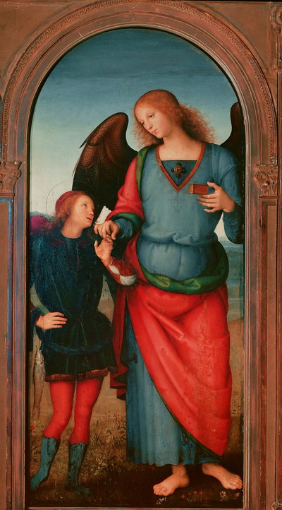 Polyptic of the Chartreuse of Pavia: "" Tobie and the Archangel Gabriel"" Maleri af Pietro Vannucci dit il Perugino (The Perugin) af Pietro Perugino