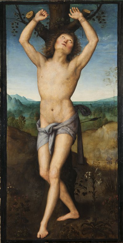 Sankt Sebastien - Sankt Sebastian, af Perugino (ca. 1450-1523). Olie på træ. Mål: 174x88 cm. Nationalmuseum Stockholm af Pietro Perugino