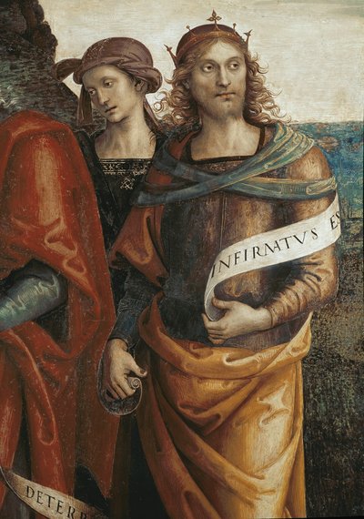 Solomon, detalje af Den evige Fader omgiver med profeter og sibyller (fresco af Pietro Perugino