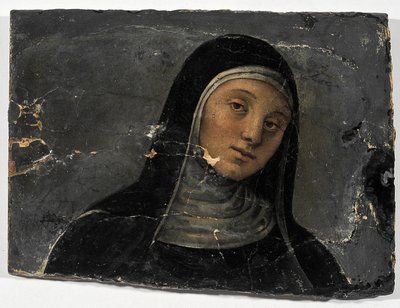 St Scholastica (olie på træ (fragment) af Pietro Perugino
