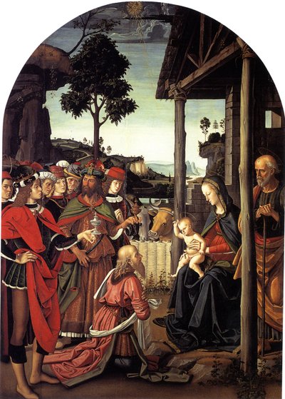 Magiernes tilbedelse, ca. 1470-1480 af Pietro Perugino