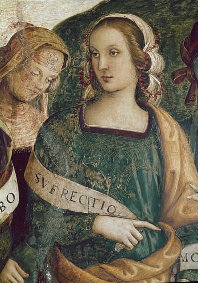 Den persiske sibylle. Detalje af Den evige Fader omgiver profeter og sibyller (fresko af Pietro Perugino