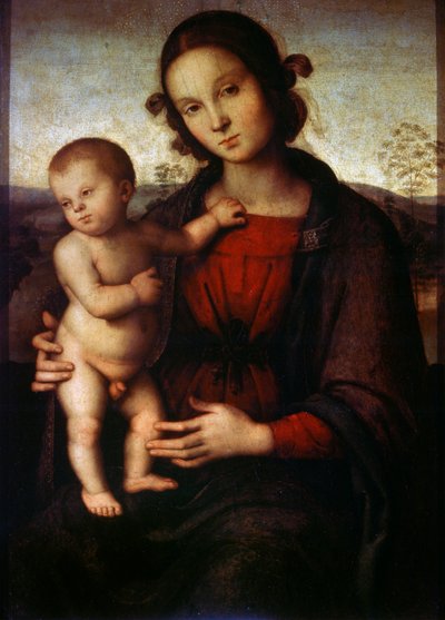 Jomfru og barn, slutningen af det 15. eller begyndelsen af det 16. århundrede af Pietro Perugino