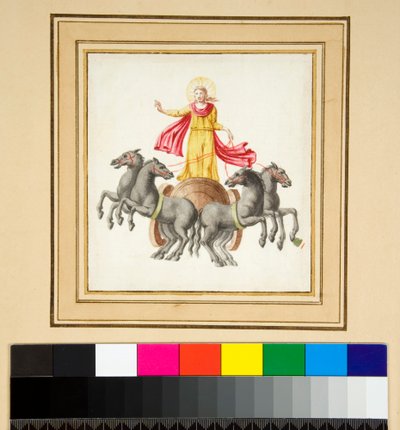 Kopi af en mosaik i Vigna Moroni (sort kridt, nogle med pen og brunt blæk. farvet med akvarel) af Pietro Santi Bartoli